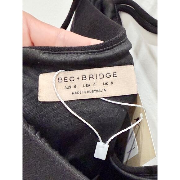 Bec & Bridge Adele Stretch-Crepe Halterneck Mini Bodycon Dress Black Women's 2 - Picture 7 of 8